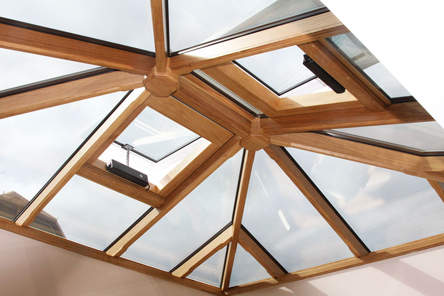aluminium roof vents are lined internally with oak